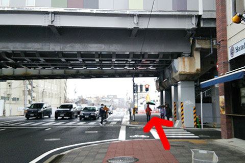 ⑤高架下を通ってまっすぐ進みます。