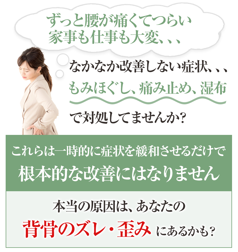 腰痛の本当原因は背骨のズレにあるかも?